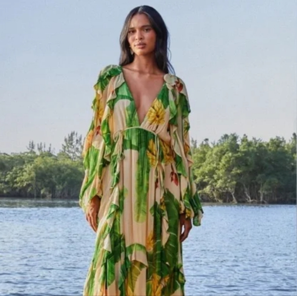 Farm Rio Fresh Bananas Maxi Dress Size Large Nwt - Picture 8 of 15